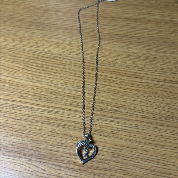 New Unicorn Silver Necklace with Blue & Pink Gems “2” Charm Fashion Jewelry NWT - Picture 1 of 3